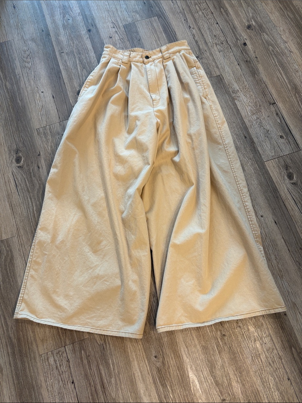 Farm Rio Khaki Wide Leg Palazzo Pants Low Rise Pleated 100% Cotton S - Picture 8 of 15